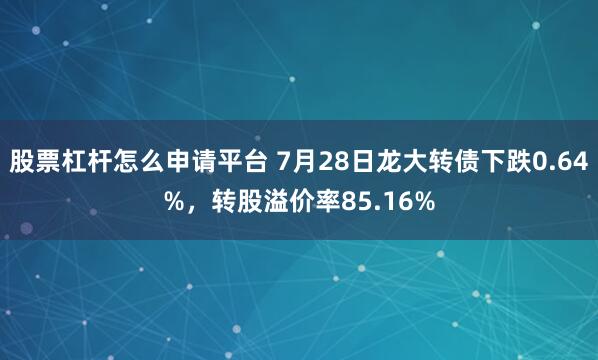 股票杠杆怎么申请平台 7月28日龙大转债下跌0.64%,转股溢价率85.16%