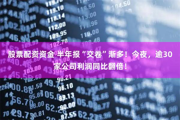 股票配资资金 半年报“交卷”渐多!今夜,逾30家公司利润同比翻倍!