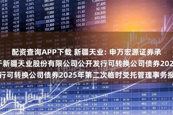 配资查询APP下载 新疆天业: 申万宏源证券承销保荐有限责任公司关于新疆天业股份有限公司公开发行可转换公司债券2025年第二次临时受托管理事务报告